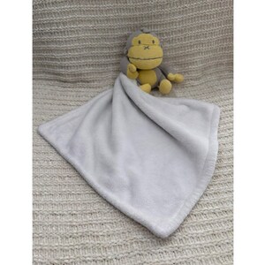Baby Bum Monkey Security Blanket Lovey Gray Yellow Knit Plush Stuffed Animal Toy