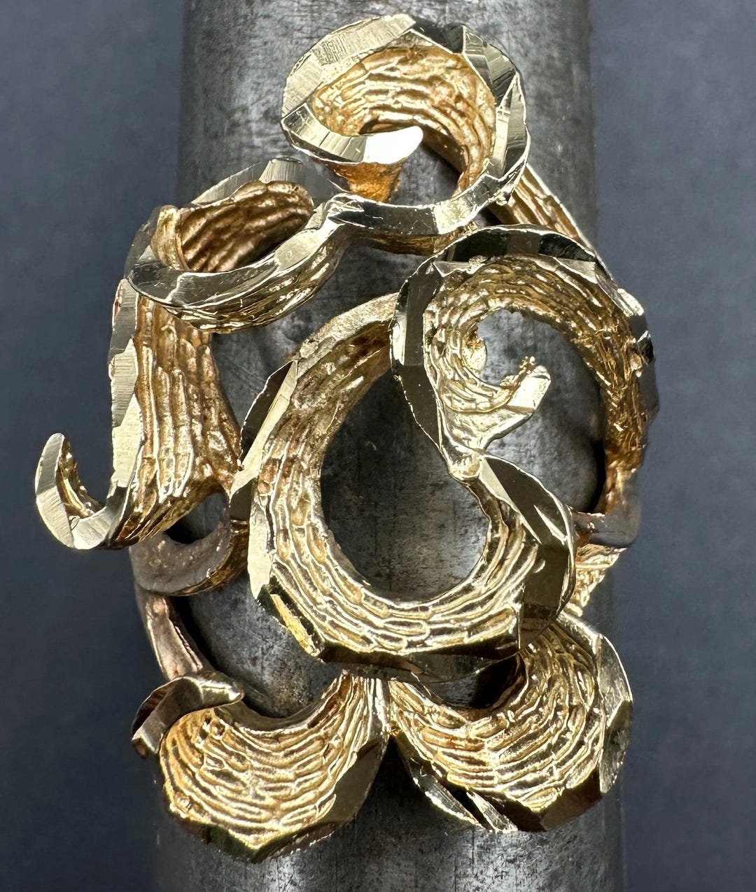 Vintage Abstract Sculptural Gold Ring – Modernist Statement Jewelry ...
