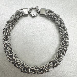 Silver  Faux Tone Chunky Woven Chain Bracelet - Toggle Clasp, 8 inches