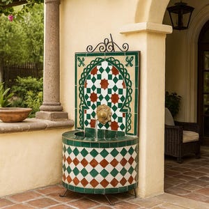 Handmade Moroccan Mosaic Fountain – Traditional Andalusian-Style Garden & Home Decor