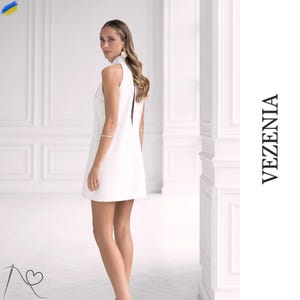 Short milky white seductive handmade summer fashion dress, Flirty milky white mini dress