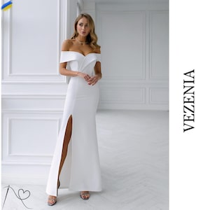 Elegant milk handmade evening dress, Exquisite wedding dress, Chic milk custom evening dress for special occasions