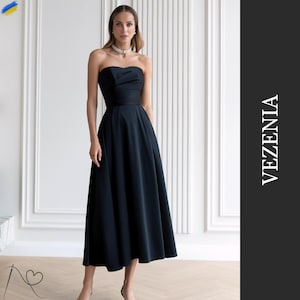 Exquisite Handmade Black Silk Evening Dress, Elegant Black Silk Evening Dress