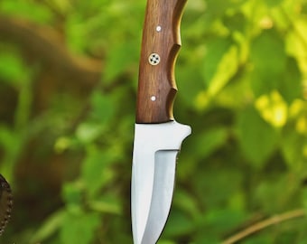 Handgefertigtes Taschenmesser Geschmiedet Jagdmesser: Griff aus Rosenholz, Lederscheide, Survival Survival Survival Survival Survival Survival Survival Modells: Lederscheide
