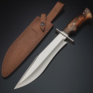 Tatla Handgefertigtes D2 Survival Bowie Knife 18&quot; Crocodile Dundee Jagd Campingmesser, aus D2-Stahl mit Lederscheide Survivalmesser