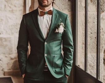 Slim Fit Green Custom Suit - Modern Two Piece Formal Wear