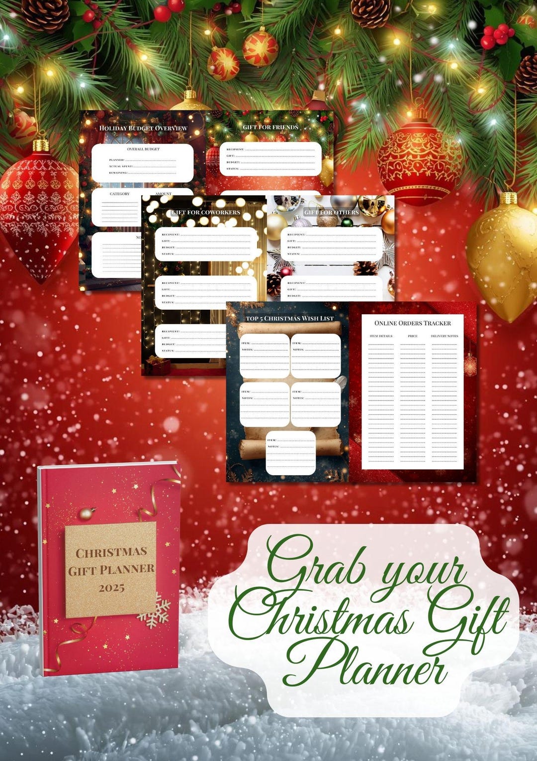 Printable Christmas Gift Planner | Holiday Planning PDF + PNG Bundle ...