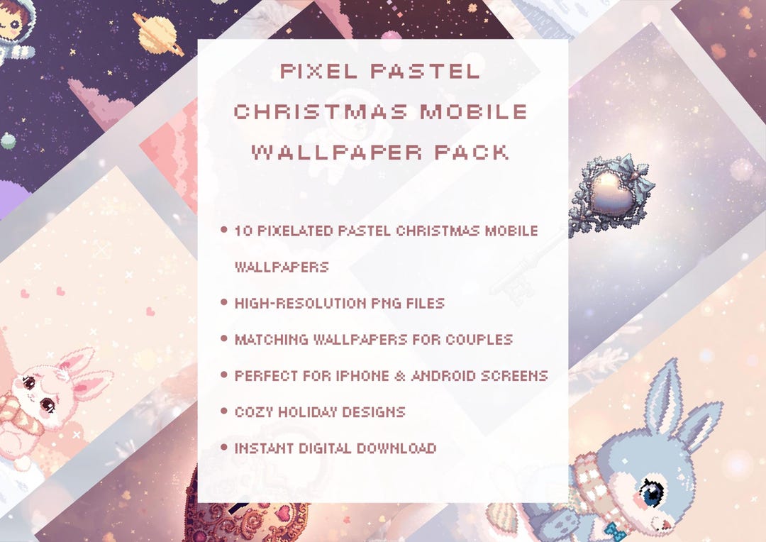 Pixel Art Couple Wallpaper Set, Matching Phone Backgrounds (digital ...