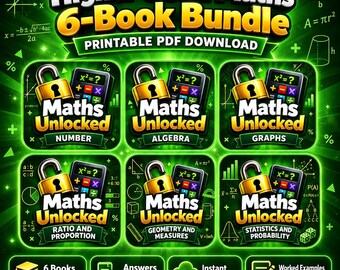 Pack de 6 cahiers d'exercices de mathématiques de niveau supérieur (GCSE) à télécharger en format PDF imprimable | Cahiers de révision de mathématiques