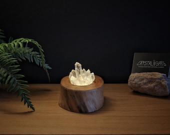 Driftwood Clear Quartz Crystal Lamp | Boho LED Light