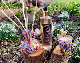 Set de vela de lujo, jabón de manos y difusor – Fragancia de rosa y pimienta rosa, regalo para el Día de la Madre