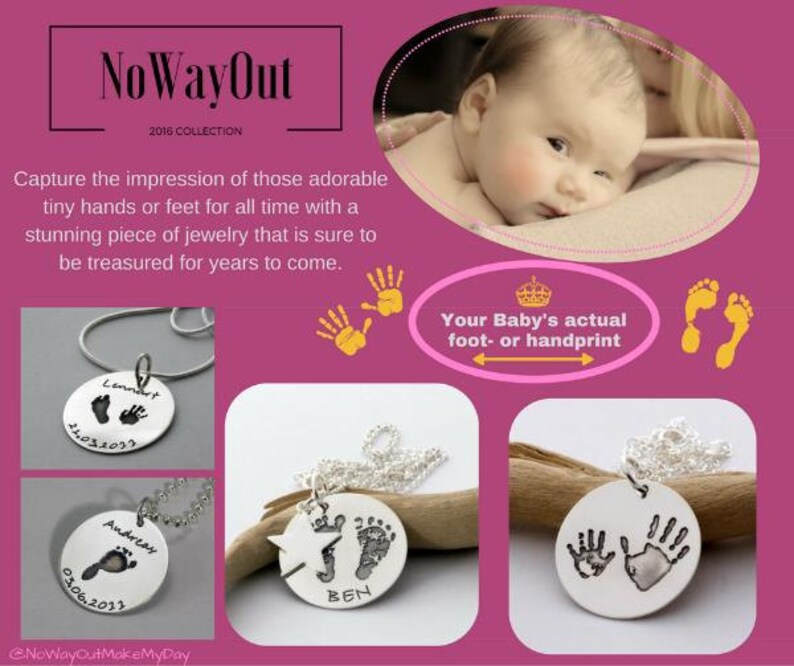Personalized Hand and Footprint Necklace Your Baby's Etsy