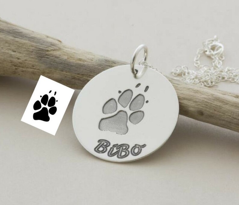 Custom Dog paw print necklace/key ring 925-silver Handmade Jewelry, Pet lover GIFT Remembrance Memorial jewelry, Your dog's actual paw print image 1