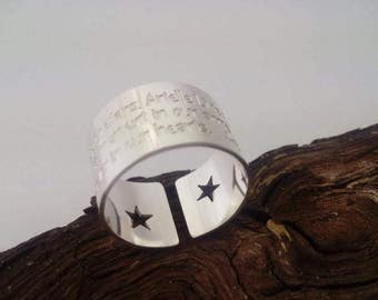 Memorial Twin STAR Ring custom engraved "I carried you every second" 925silver handmade wide band ring, Child loss, Remembrance, Miscarriage