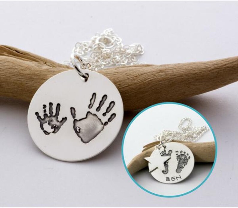 Personalized Hand and Footprint Necklace Your Baby's Etsy