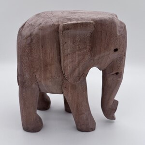 Antique Hand Carved Vintage Wood Elephant Figurine