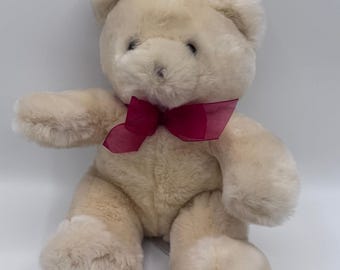Light Beige Teddy Bear Red Bow 2004 Michaels