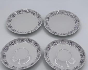 Franciscan Whitestone Ware Merry-Go-Round 4 Piece Plate Saucer Set