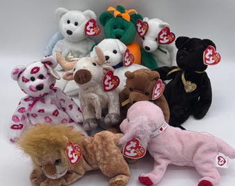 Beanie Babies TY - Hang Tag 11th Gen & Tush Tag 13th Gen Set of 10 Babies