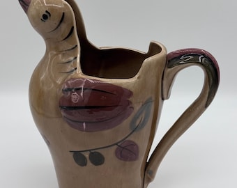 California Cleminson Vintage 1950’s Hand Painted Ceramic Pitcher Distlefink