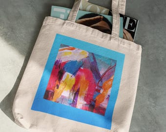 Vibrant Art Tote Bag: Eco-Friendly Cotton Canvas Carryall