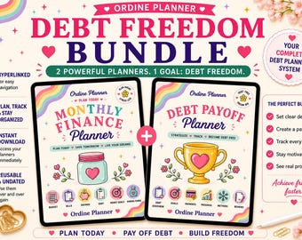 Budget Planner & Debt Payoff Planner Bundle | Hyperlinked GoodNotes Finance Planner | Digital PDF Budget, Bills, Savings Tracker