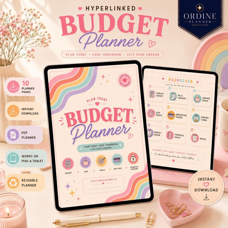 Budget Planner Bundle for GoodNotes | Hyperlinked Finance Planner | Bills Tracker Savings Tracker Debt Payoff Sinking Funds PDF image 3