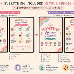 Budget Planner Bundle for GoodNotes | Hyperlinked Finance Planner | Bills Tracker Savings Tracker Debt Payoff Sinking Funds PDF image 2