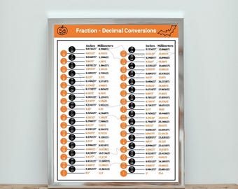 Halloween Fraction to Decimal Conversion Chart: Machinist Woodworker Printable (PDF SVG Files)