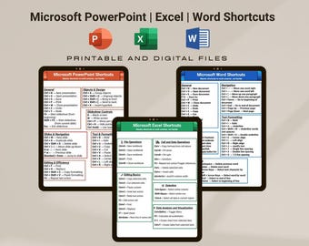 Microsoft Office Shortcuts Bundle | Word | Excel | PowerPoint Keyboard Hotkeys | Printable PDF & Digital Download