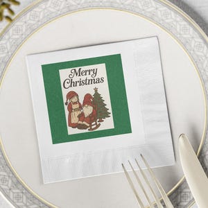 Christmas-Themed Napkins, Festive Holiday Party Decor, Merry Christmas Tableware, Eco-Friendly Cocktail Serviettes, Unique Hostess Gift