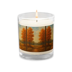 Unscented Soy Candle: Autumn Tree Decor, Natural Aroma