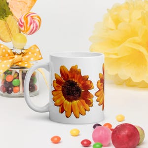 Sunflower Mug, Ceramic Coffee Cup, Sunny Flower Gift for Her, Nature Lover Gift, Sunflower Lover