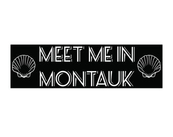 Pegatina para parachoques «Nos vemos en Montauk» / Gráfico Shell, estilo Art Déco negro