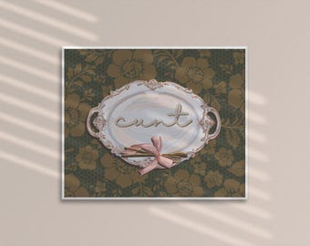 Serving Cunt Vintage Art Print, Retro Kitchen Decor (8x10)
