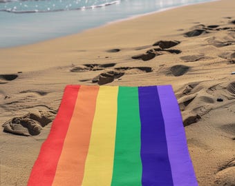 Rainbow Pride Beach Towel: Vibrant Microfiber LGBTQ+ Accessory