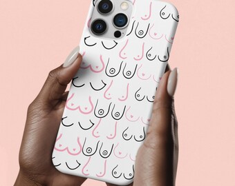 Boobies Pattern iPhone Case, Body Positive Feminist Design