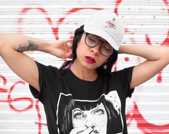 Gorra de papá bordada con la frase "Sirviendo a un idiota": Humor vulgar, gorra ajustable de algodón