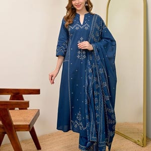 blue bandhani dress Blue Silk Satin Bandhani Printed Dress Design by Stephany at Pernia's Pop Up Shop 2026