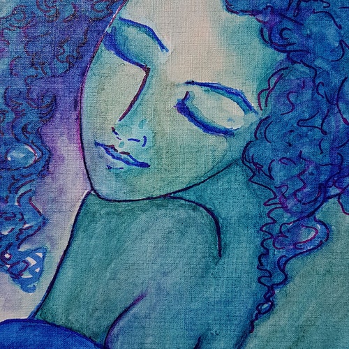 Free shipping art Romantic blue shops girl image for Art Lovers