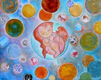 Healing The world.Chakra art.Chakra.Baby image.Baby art.Big painting.My place in the world.Healing art.Chakras.Rainbow.Rainbow art.Worldwide