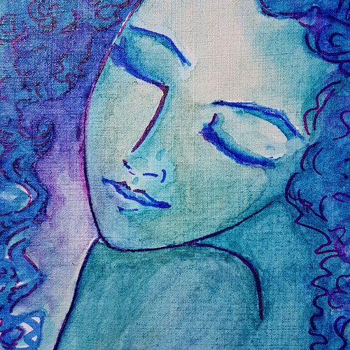 Free shipping art Romantic blue shops girl image for Art Lovers