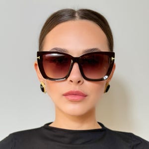 Oversized Square Sunglasses, Butterfly Frame Shades, Vintage Inspired Brown Gradient Sunglasses, Fashion Statement Eyewear for Women