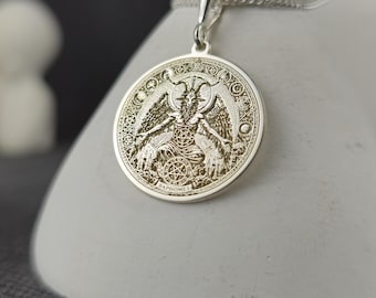 Baphomet Necklace / Esoteric Pendant / Silver Gold Plated / Gothic Occult Jewelry / Goat Head Symbol / 14K Solid Gold Talisman