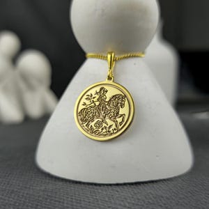 Gold Female Warrior Necklace / Horseback Goddess Pendant / Mythical Rider Jewelry / 14K Gold, Silver or Gold Plated Gift for Her