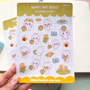 Kawaii Bunny and Frog Stickers: Planner, Journal, Scrapbook