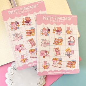 Pretty stationery sticker sheet, planner stickers, journal stickers, kawaii planner stickers, decor stickers, bullet journal stickers