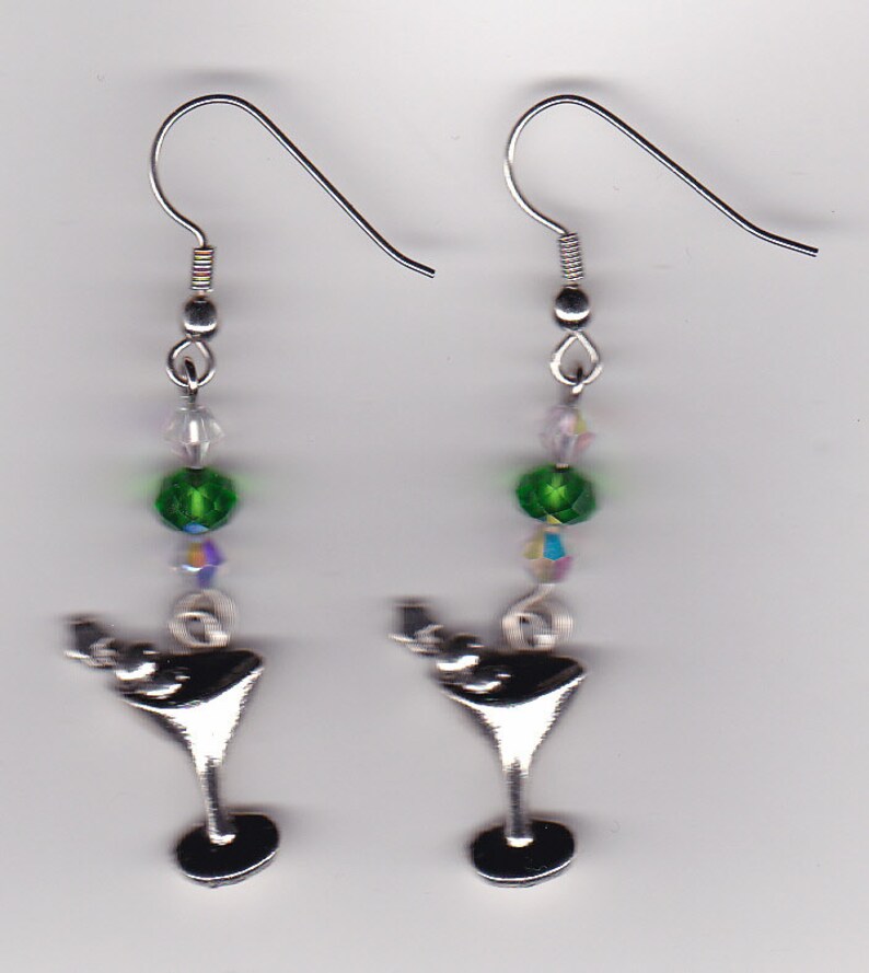 Martini Cocktail Glass Earrings Swaroski Beads withTibetan Etsy