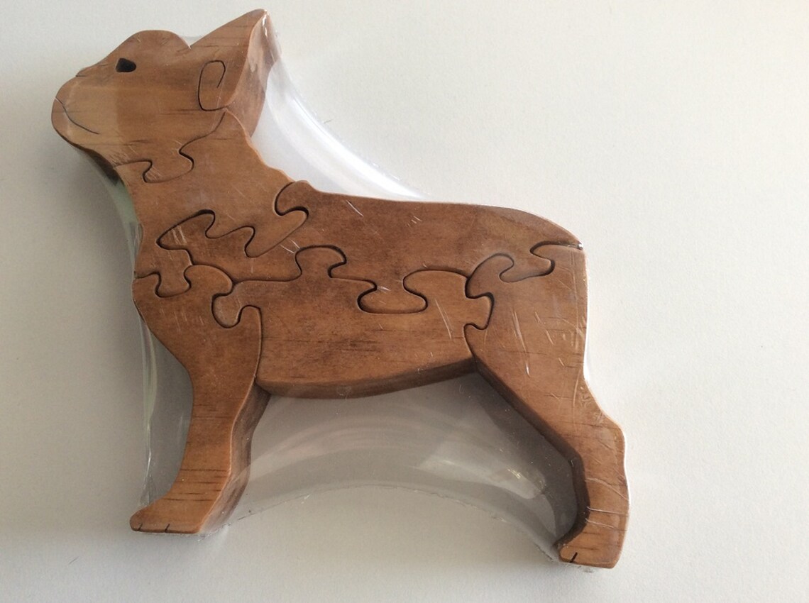 French Bulldog Scroll Saw Puzzle Handmade 6 Pieces Stained Etsy