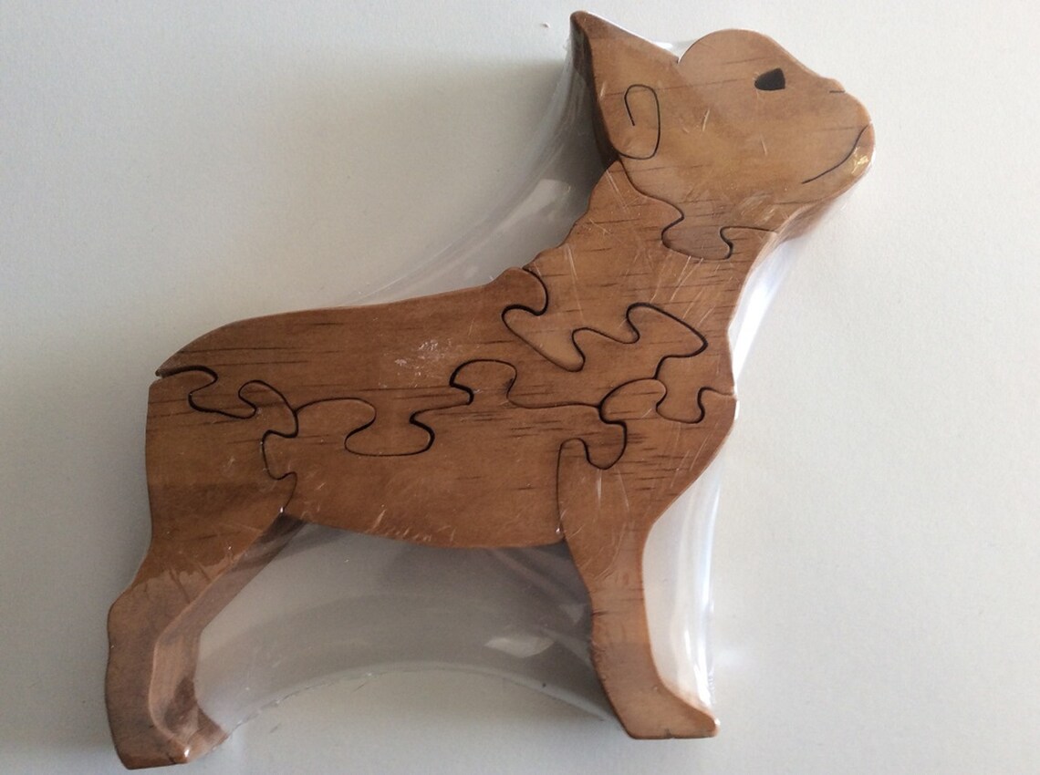 French Bulldog Scroll Saw Puzzle Handmade 6 Pieces Stained Etsy